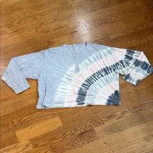 PINK Victoria’s Secret Tie Dye Cropped Henley Top XXL Blue Pink